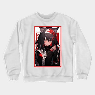 Aesthetic Anime Girl Red White Black | Quality Aesthetic Anime Design | Chibi Manga Anime Art Crewneck Sweatshirt